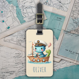 Cute Trex Dino Boat Kapten Bagagebricka