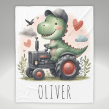 Cute Trex Dinosaur som kör en traktor