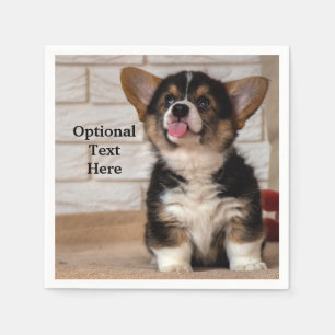 Cute Tri färg Pembroke Welsh Corgi Puppy Hund Pappersservett