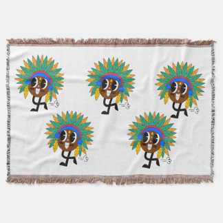 Cute Tribal Feather Cartoon Character Blanket  Filt