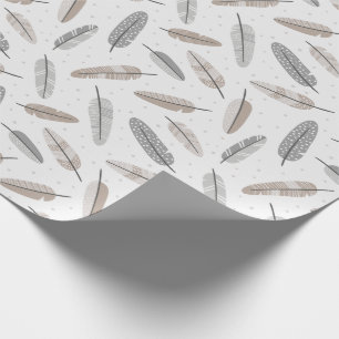 Cute Tribal Feathers i neutralt färg på vita Presentpapper