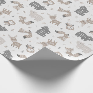 Cute Tribal Woodland Animals på vita Presentpapper
