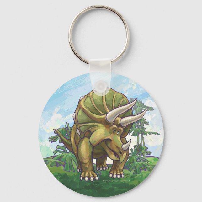 Cute Triceratops Art Nyckelring (Framsida)