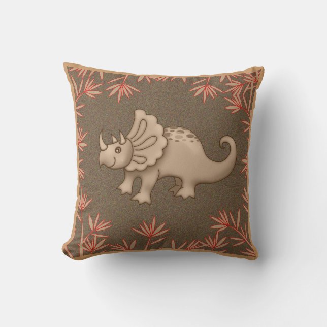 Cute Triceratops Dinosaur Pillow för barn Kudde (Framsida)