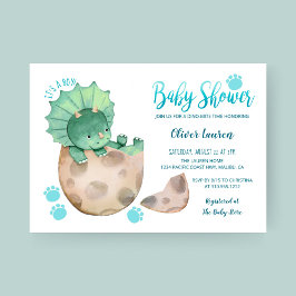 Cute Triceratops Dinosaur Tracks Boy Shower Inbjudningar