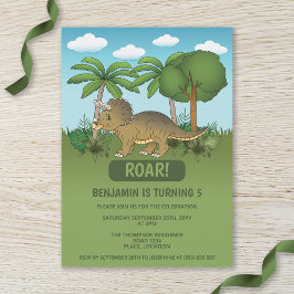Cute Triceratops Dinosaur Tropical Barn Birthday Inbjudningar