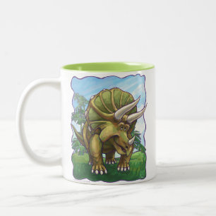 Cute Triceratops Head och Svan Två-Tonad Mugg