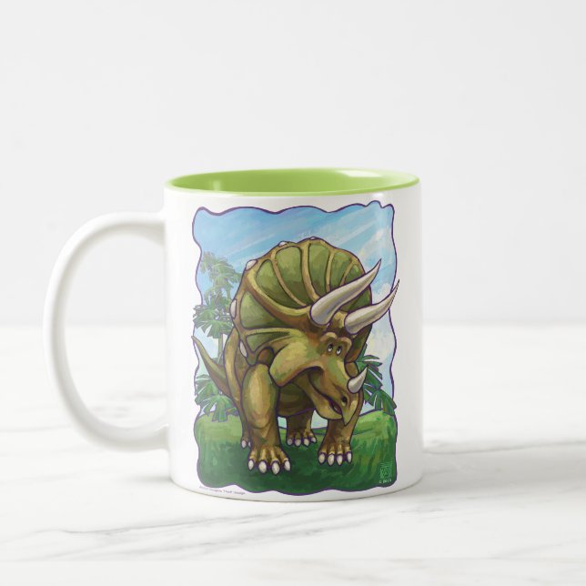 Cute Triceratops Head och Svan Två-Tonad Mugg (Vänster)