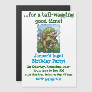 Cute Triceratops Party Magnetisk Inbjudningskort
