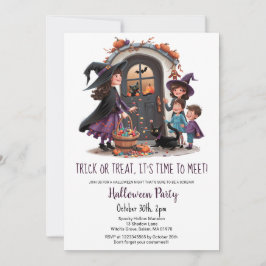 Cute trick behandlar barn godis i halloween fest inbjudningar