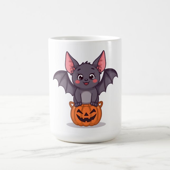 Cute Trick eller Behandla Fladdermus Kaffemugg (Center)