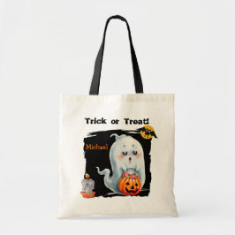 Cute Trick eller Behandla Ghost Kids Halloween Tygkasse