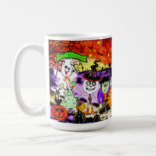 Cute Trick eller Treaters Halloween Spooky Roligt Kaffemugg