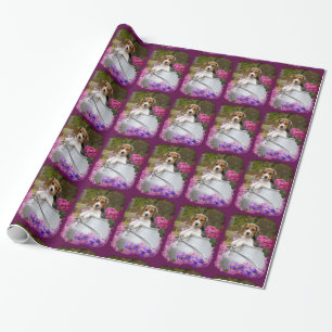 Cute Tricolor Beagle Hund Puppy i Mjölk Churn Gift Presentpapper