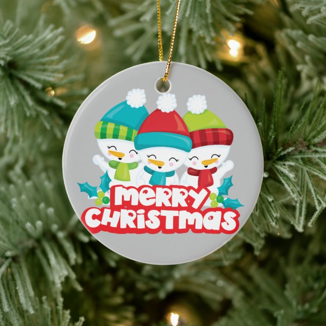 Cute Trio of Snögubbars Helgdag Keepsaké Julgransprydnad Keramik (Träd)