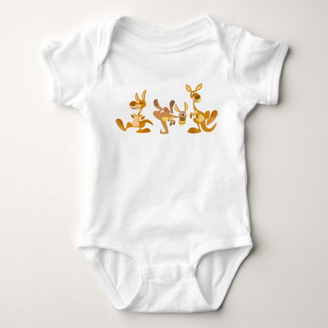 Cute Trio of Tecknad Kangaroos Baby Clothing Tee (Framsida)