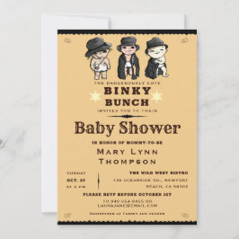 Cute Triplets Binky Bunch Western Baby Shower Inbjudningar