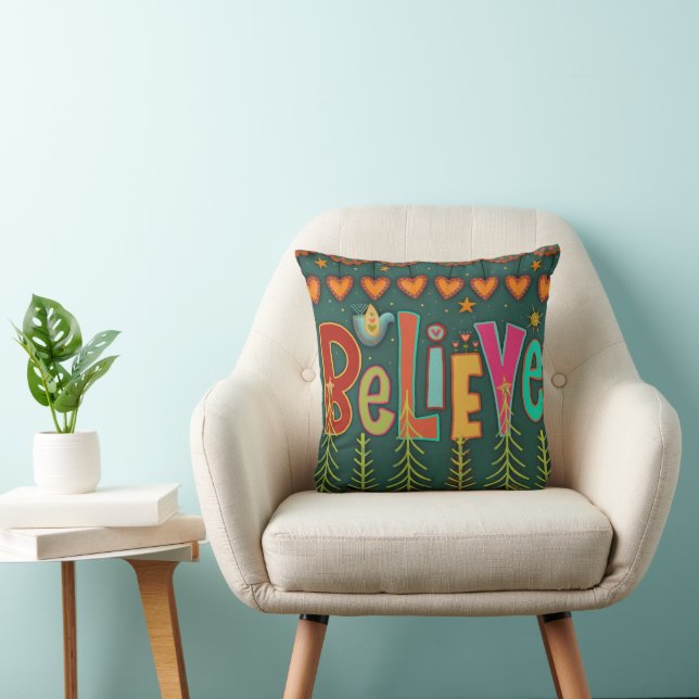Cute Tro Folk Art Inspirief Dekorativ kudde (Stol)