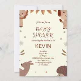 Cute Tropical Animal Baby Shower Inbjudningar