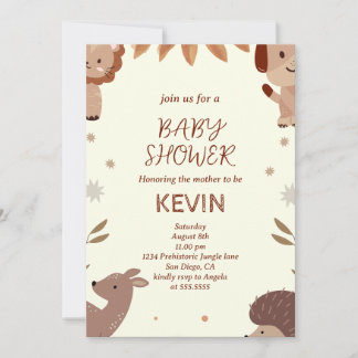 Cute Tropical Animal Baby Shower Inbjudningar