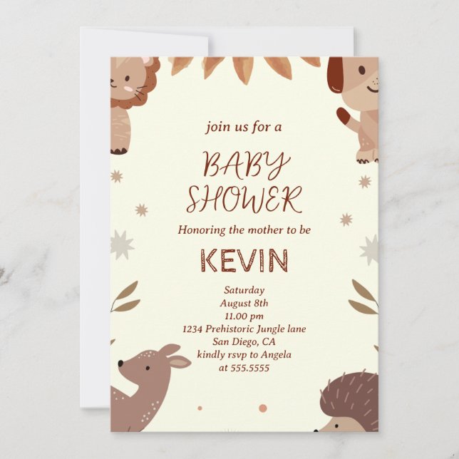 Cute Tropical Animal Baby Shower Inbjudningar (Framsida)