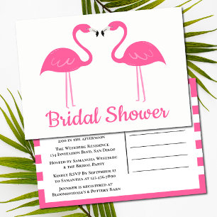Cute Tropical Beach Rosa Flamingo Möhippa Inbjudan Vykort