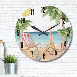 Cute Tropical Beach Stor Klocka