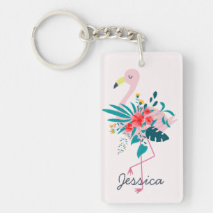 Cute Tropical Blommigt Flamingo