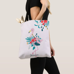 Cute Tropical Blommigt Flamingo Personlig Tygkasse