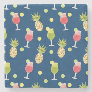 Cute Tropical Cocktail & Fruit Mönster Underlägg Sten