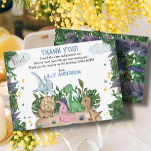 Cute Tropical Dinosaurs Jungle Greenery Birthday Tack Kort
