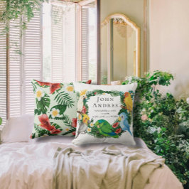 Cute Tropical Exotic baby Parrots Boy Nursery Kudde