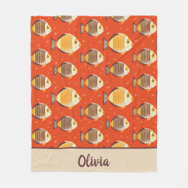 Cute Tropical Fish Mönster Fleecefilt