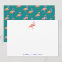 Cute Tropical Flamingo Grönt Lila Personlig
