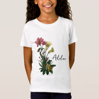 Cute Tropical Frog och Lily Botanical Blommigt Art T Shirt