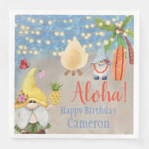 Cute Tropical Gnomes on the Beach Luau Party Pappersservett