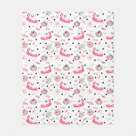 Cute Tropical Halloween – Ghosts & Flamingo Fleecefilt