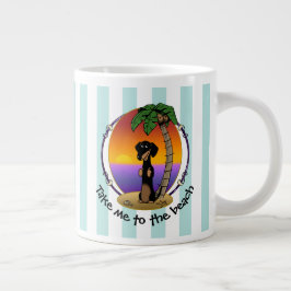 Cute Tropical Island Beach Dachshund (svart & tan) Jumbo Mugg