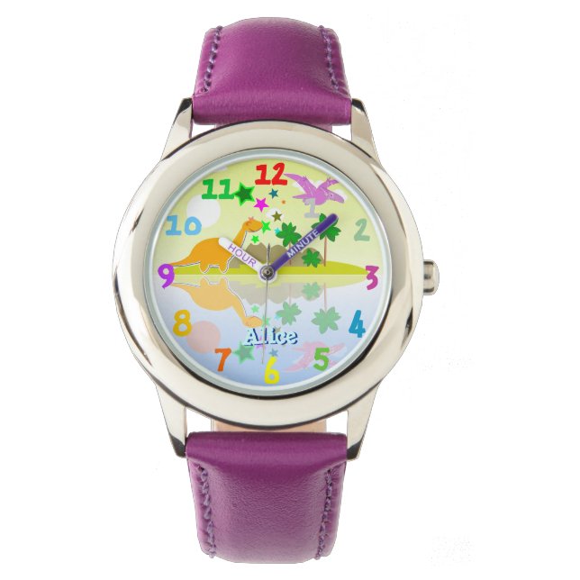 Cute Tropical Island Dinosaurs Armbandsur (Framsida)