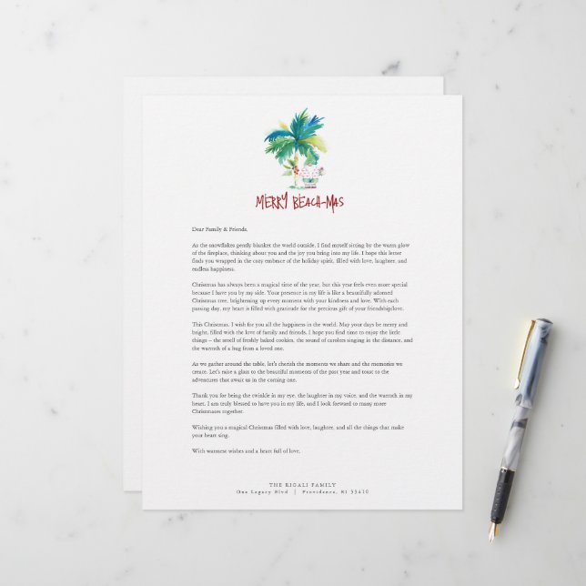 Cute Tropical Jul Letterhead-mall Brevhuvud (Fram/Back In Situ)