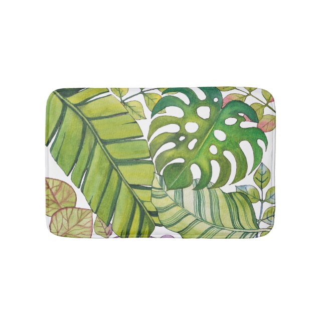 Cute Tropical Löv in Watercolor Badrumsmatta (Framsidan)