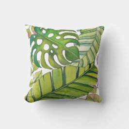 Cute Tropical Löv in Watercolor Kudde