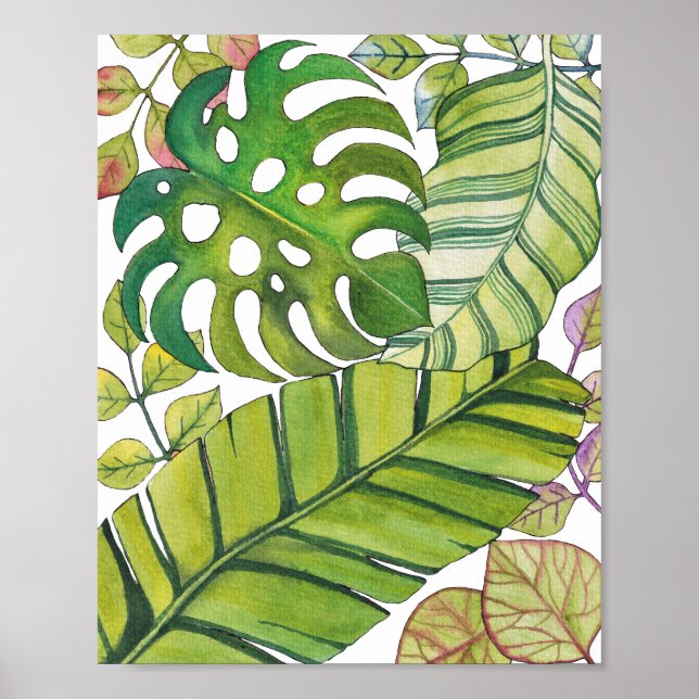 Cute Tropical Löv in Watercolor Poster (Framsidan)