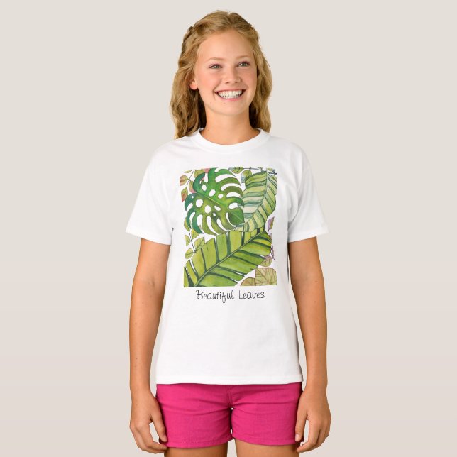 Cute Tropical Löv in Watercolor T Shirt (Hel framsida)