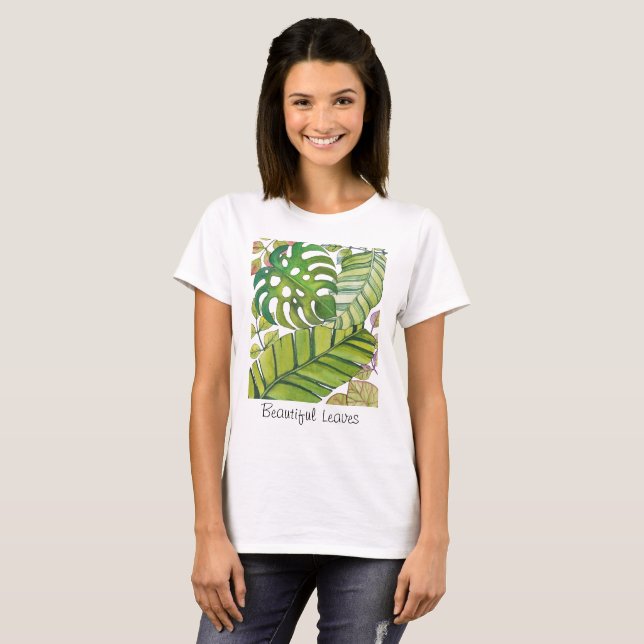 Cute Tropical Löv in Watercolor T Shirt (Hel framsida)