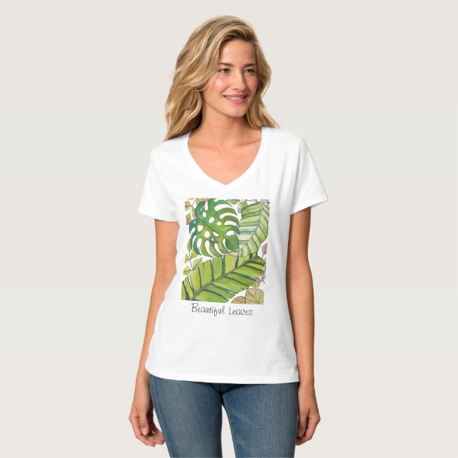 Cute Tropical Löv in Watercolor T Shirt (Hel framsida)