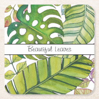 Cute Tropical Löv in Watercolor Underlägg Papper Kvadrat