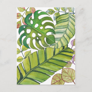 Cute Tropical Löv in Watercolor Vykort