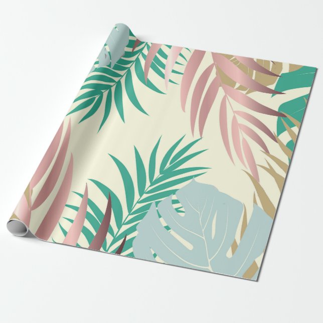 Cute Tropical Löv Presentpapper (Utrullad)