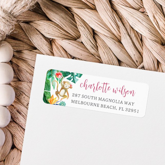 Cute Tropical Monkey-Returadress Returadress Etikett (Skapare uppladdad)